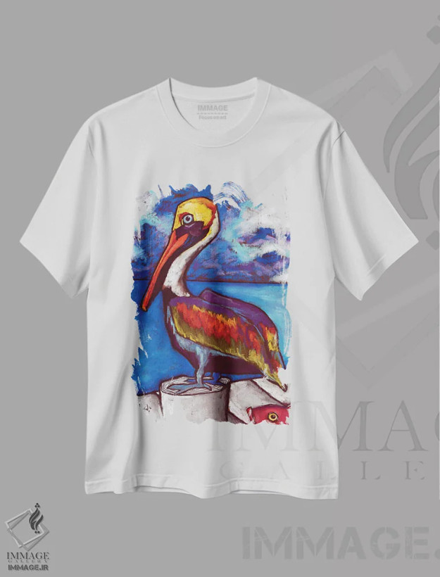 تیشرت سفید طرح دار راستی، تزئینی اثر دیویدای هینْدز | فروشگاه ایماژ