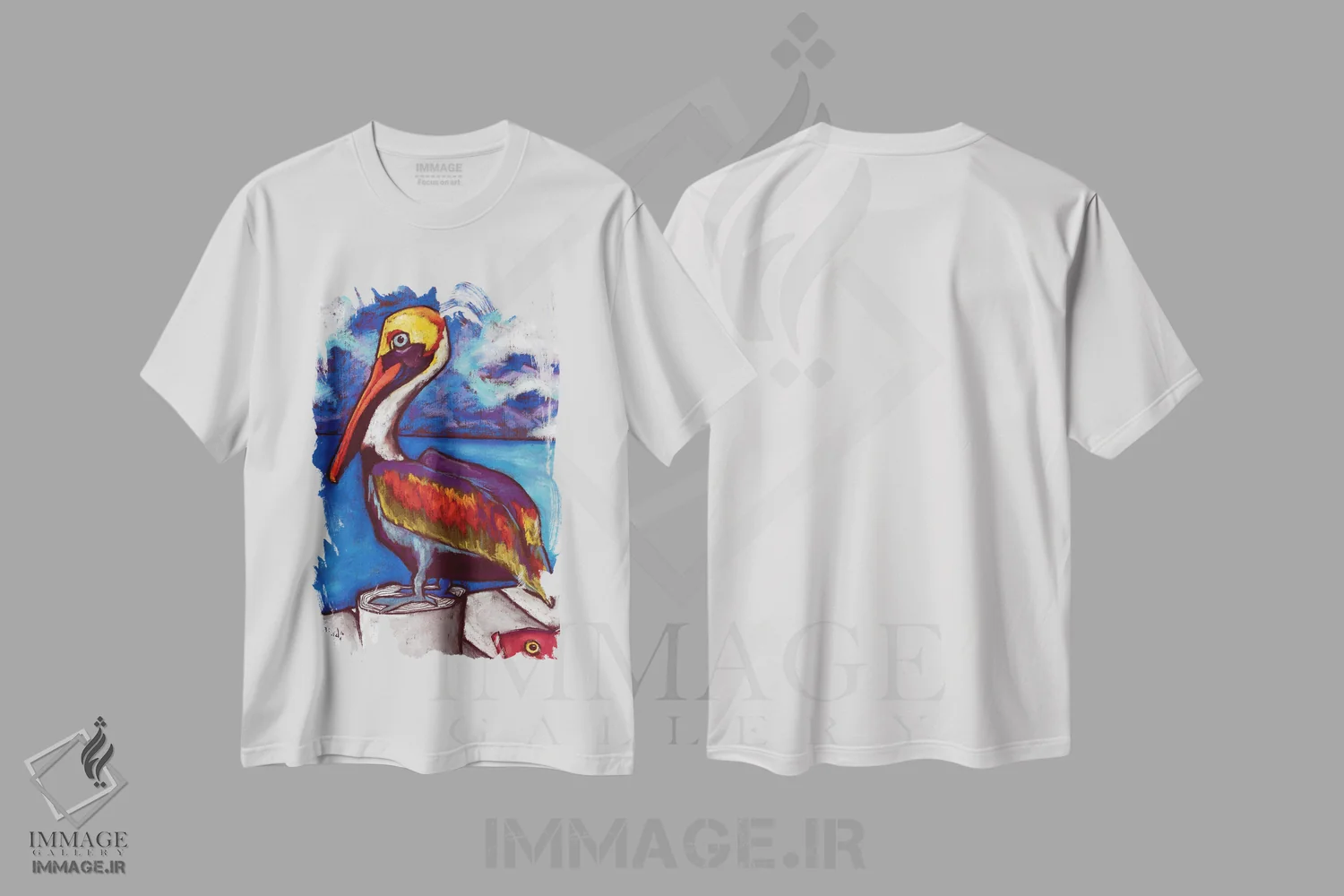 تیشرت سفید طرح دار راستی، تزئینی اثر دیویدای هینْدز | فروشگاه ایماژ