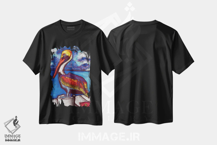 تیشرت مشکی طرح دار راستی، تزئینی اثر دیویدای هینْدز | immage.ir