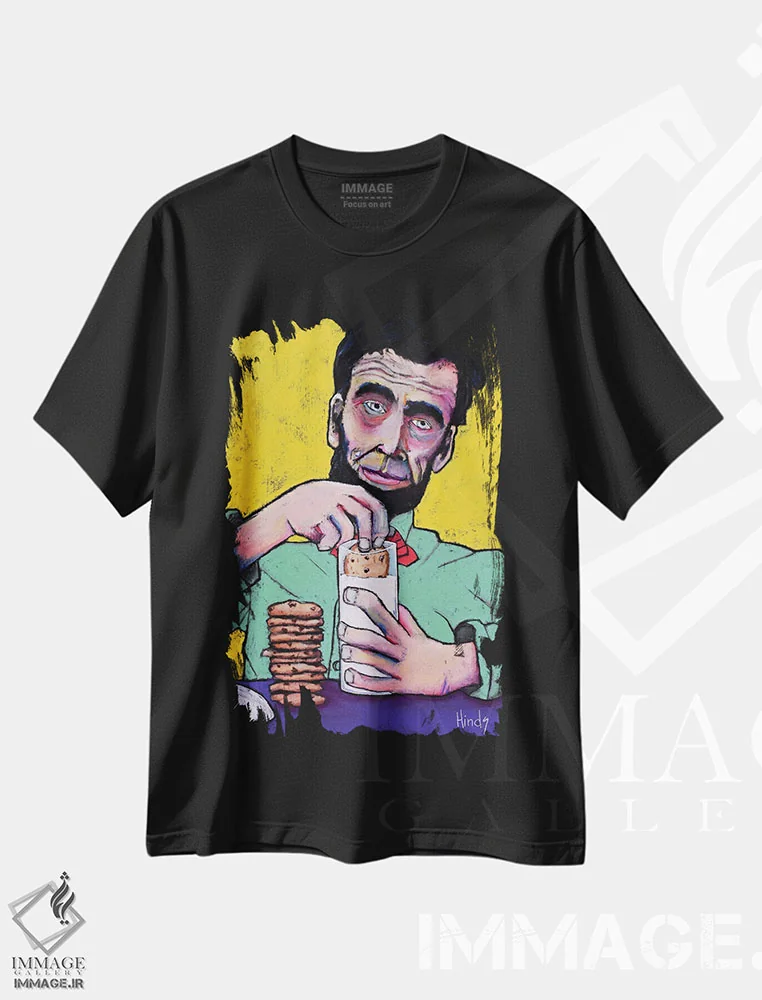 تیشرت مشکی طرح دار کلوچه ها، تزئینی اثر دیویدای هینْدز | فروشگاه ایماژ