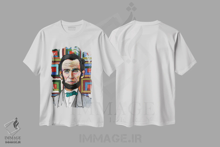 تیشرت سفید طرح دار لینکلن وصله دوزی شده، تزئینی اثر دیویدای هینْدز | immage.ir