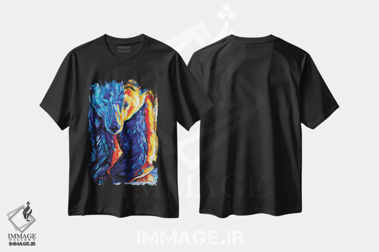 تیشرت مشکی طرح دار یخ نازک، هنر فاخر معاصر اثر دریک هیگینز | immage.ir