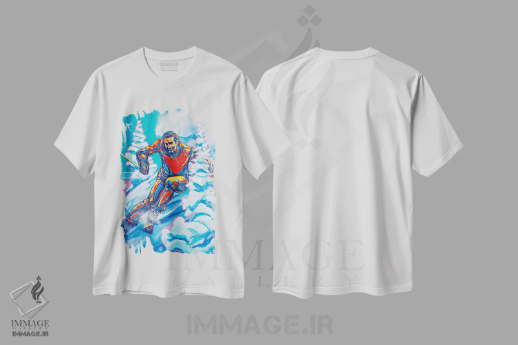 تیشرت سفید طرح دار پودر شامپاین، هنر فاخر معاصر اثر دریک هیگینز | immage.ir