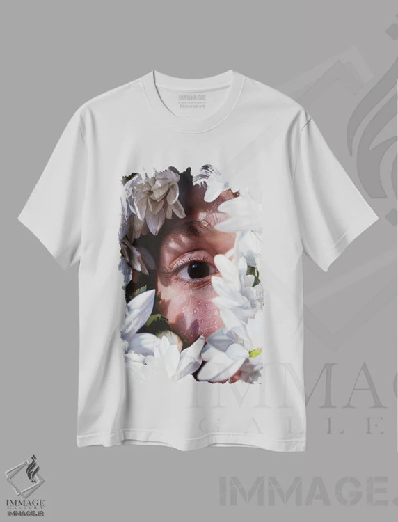 تیشرت سفید طرح دار پرواز رقصان، هنر فاخر معاصر اثر دیوید شپرد | immage.ir