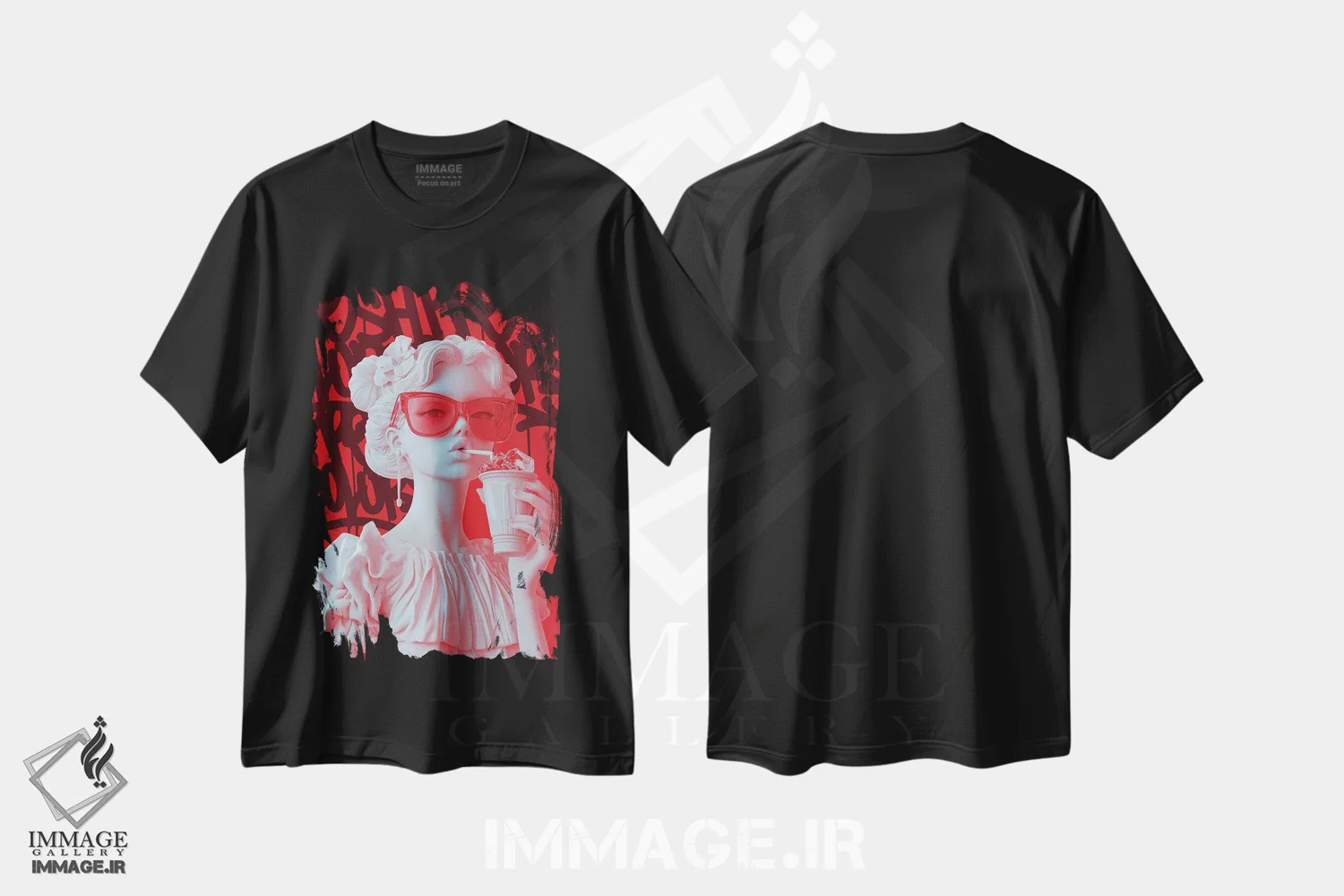 تیشرت مشکی طرح دار جرعه های گیلاس، هنر دیجیتال اثر دیکاتمی | فروشگاه ایماژ