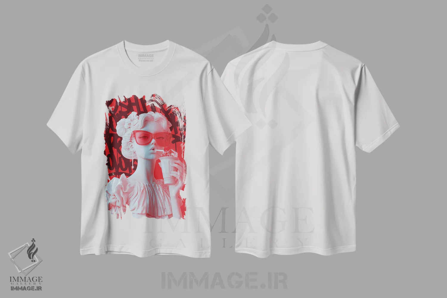 تیشرت سفید طرح دار جرعه های گیلاس، هنر دیجیتال اثر دیکاتمی | immage.ir