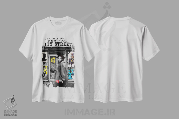 تیشرت سفید طرح دار خیابان های نیویورک سیتی، هنر دیجیتال اثر دیکاتمی | immage.ir