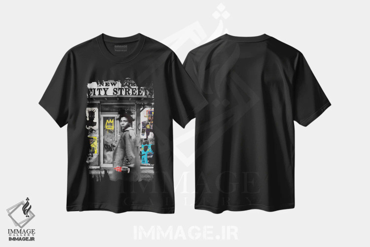 تیشرت مشکی طرح دار خیابان های نیویورک سیتی، هنر دیجیتال اثر دیکاتمی | فروشگاه ایماژ
