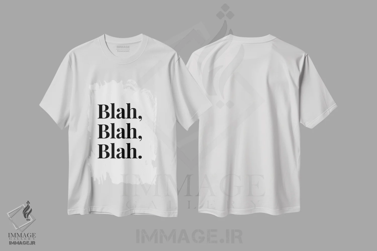 تیشرت سفید طرح دار Blah, Blah,حرف های بی معنی، هنر دیجیتال سیاه و سفید اثر پیج ترنر | فروشگاه ایماژ