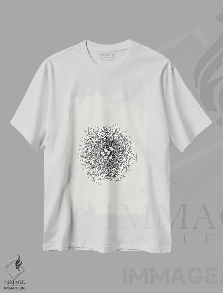 تیشرت سفید طرح دار مجموعه لانه، تزئینی اثر پیج ترنر | immage.ir