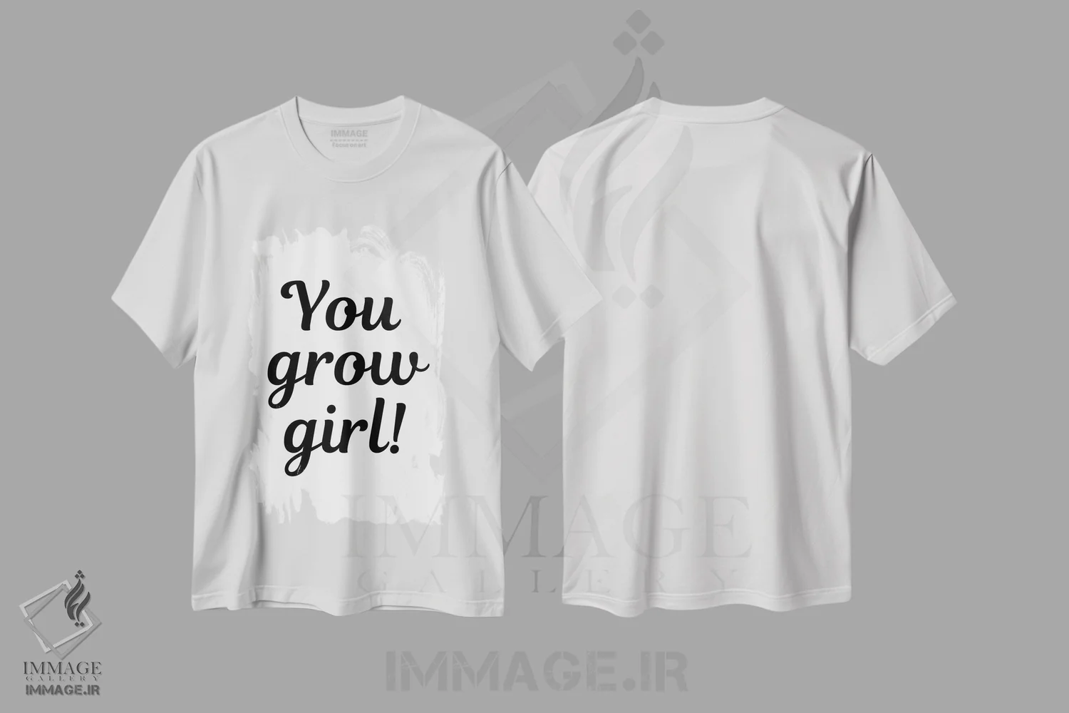 تیشرت سفید طرح دار رشد کن دختر!، هنر دیجیتال سیاه و سفید اثر پیج ترنر | فروشگاه ایماژ