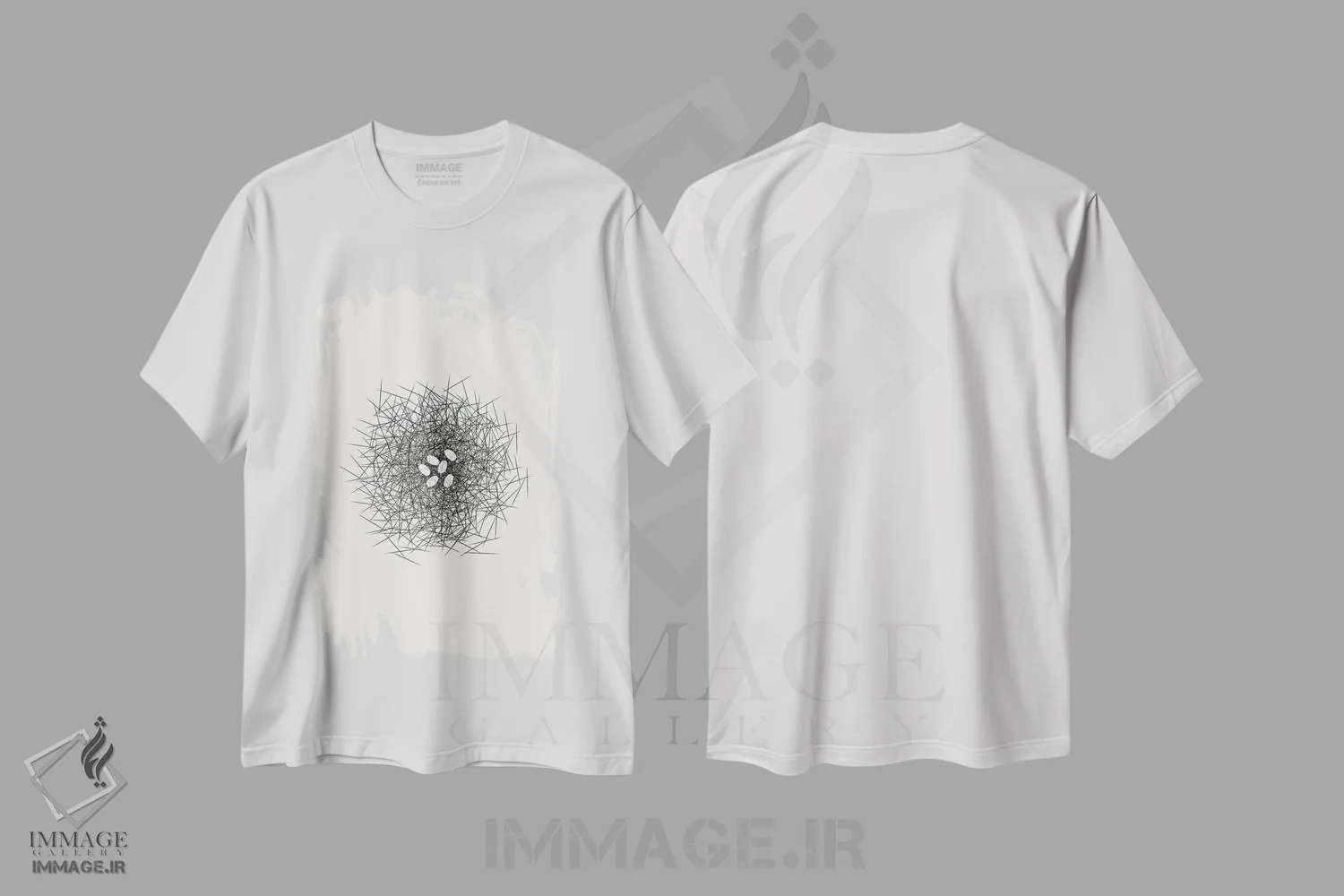 تیشرت سفید طرح دار مجموعه لانه، تزئینی اثر پیج ترنر | immage.ir