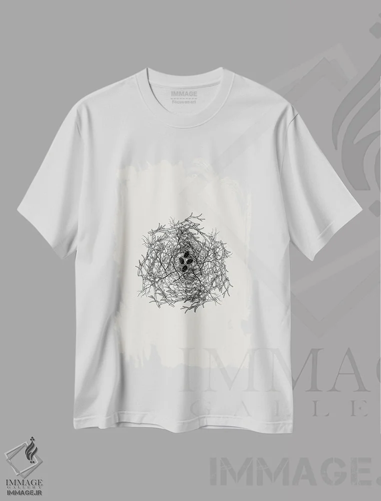 تیشرت سفید طرح دار مجموعه لانه، تزئینی اثر پیج ترنر | فروشگاه ایماژ