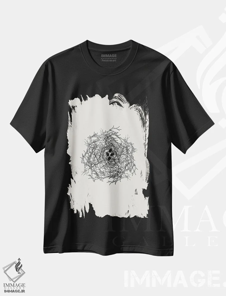 تیشرت مشکی طرح دار مجموعه لانه، تزئینی اثر پیج ترنر | immage.ir