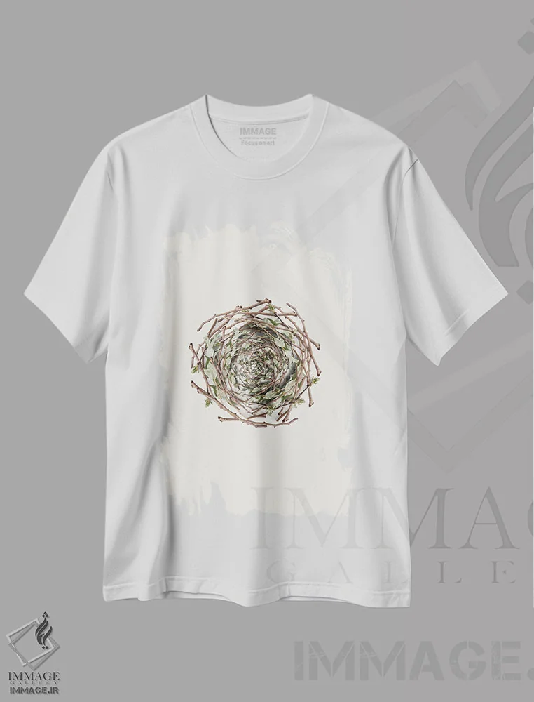تیشرت سفید طرح دار مجموعه لانه، هنر دیجیتال اثر پیج ترنر | فروشگاه ایماژ