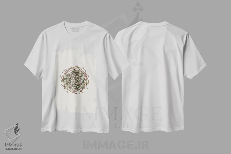 تیشرت سفید طرح دار مجموعه لانه، هنر دیجیتال اثر پیج ترنر | فروشگاه ایماژ