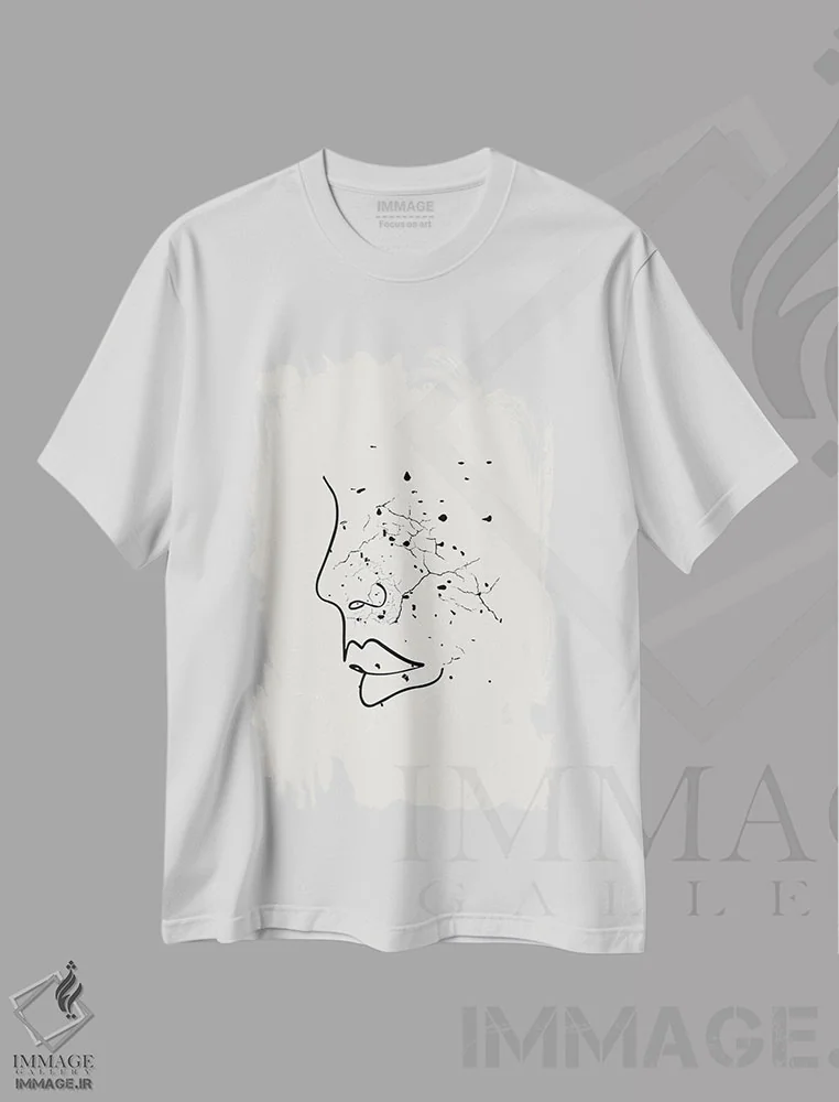 تیشرت سفید طرح دار مجموعه چهره خال خالی، تزئینی اثر پیج ترنر | immage.ir