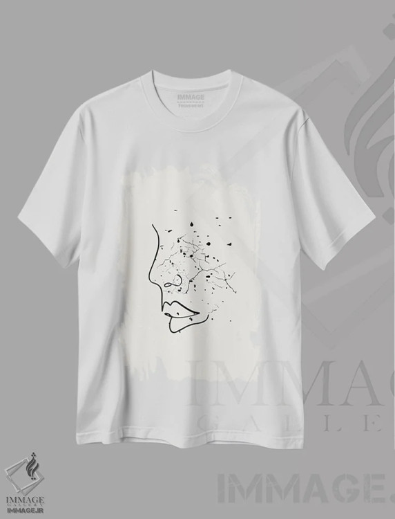 تیشرت سفید طرح دار مجموعه چهره خال خالی، تزئینی اثر پیج ترنر | immage.ir