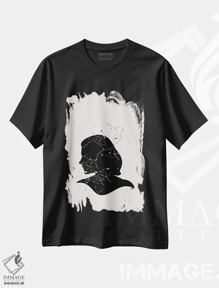تیشرت مشکی طرح دار مجموعه سیلوئت خال خالی، دکوراسیون جایگزین اثر پیج ترنر | فروشگاه ایماژ