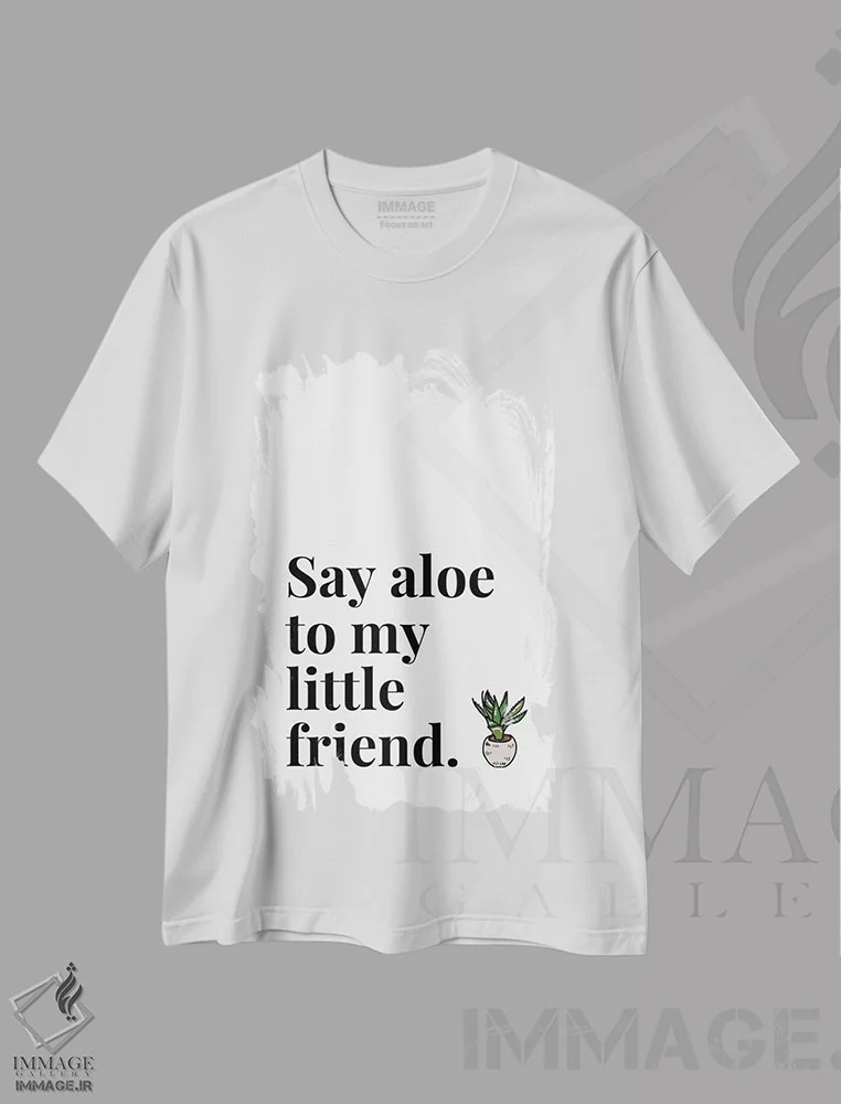 تیشرت سفید طرح دار سلام کن به دوست کوچولوم - آلوئه!، تزئینی اثر پیج ترنر | فروشگاه ایماژ