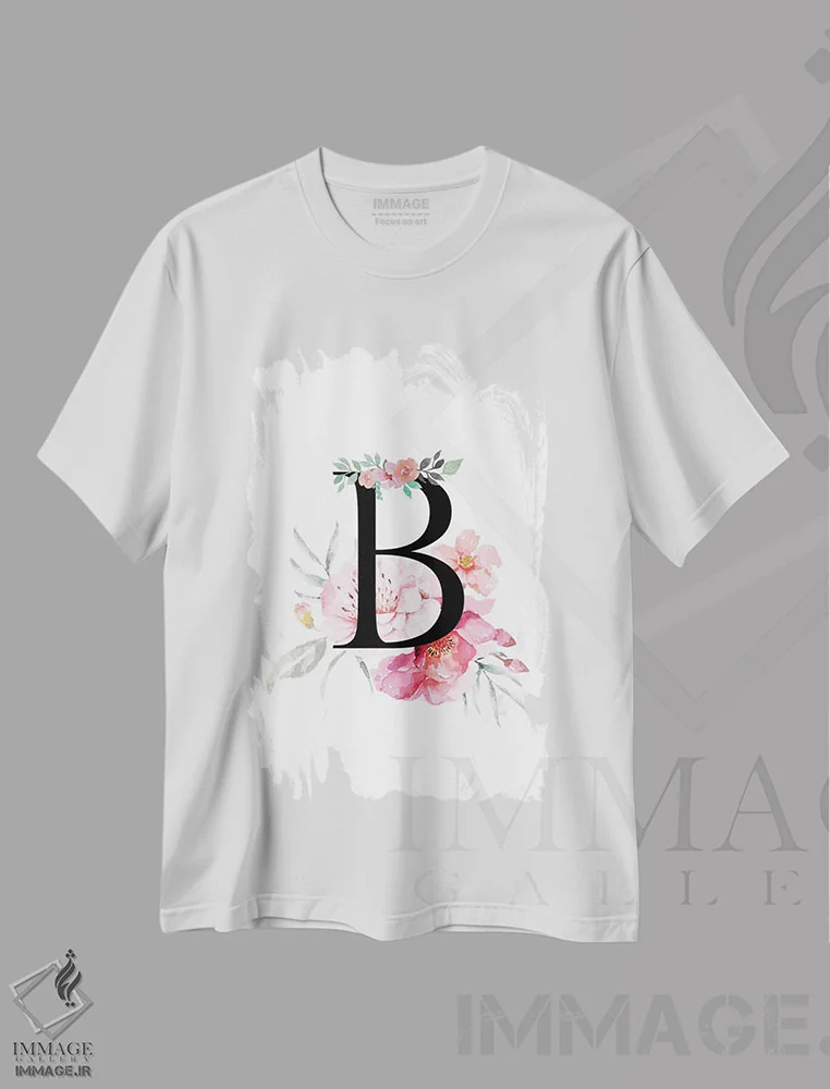 تیشرت سفید طرح دار حرف B با گل های آبرنگی، دکور معاصر اثر پیج ترنر | immage.ir