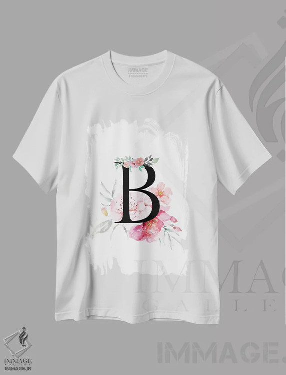 تیشرت سفید طرح دار حرف B با گل های آبرنگی، دکور معاصر اثر پیج ترنر | immage.ir