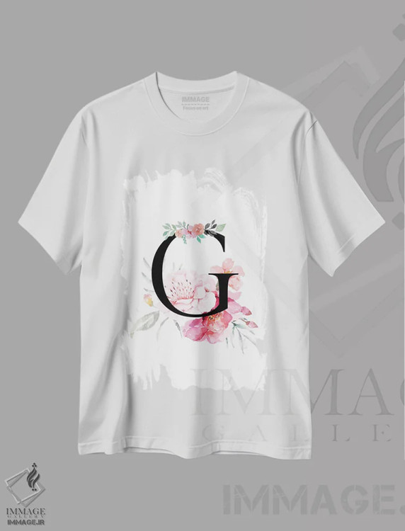 تیشرت سفید طرح دار حرف G با گل های آبرنگی، دکور معاصر اثر پیج ترنر | immage.ir
