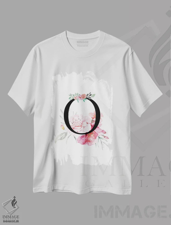 تیشرت سفید طرح دار حرف O با گل های آبرنگی، دکور معاصر اثر پیج ترنر | immage.ir