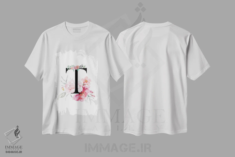 تیشرت سفید طرح دار حرف T با گل های آبرنگی، دکور معاصر اثر پیج ترنر | immage.ir