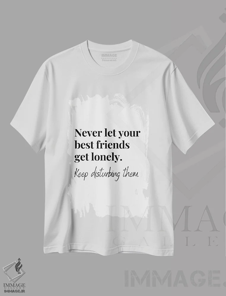 تیشرت سفید طرح دار نقل قول طنز دربارهٔ بهترین دوستان، تزئینی اثر پیج ترنر | فروشگاه ایماژ