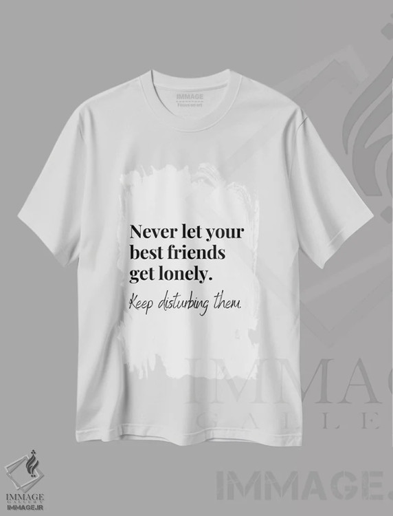 تیشرت سفید طرح دار نقل قول طنز دربارهٔ بهترین دوستان، تزئینی اثر پیج ترنر | فروشگاه ایماژ