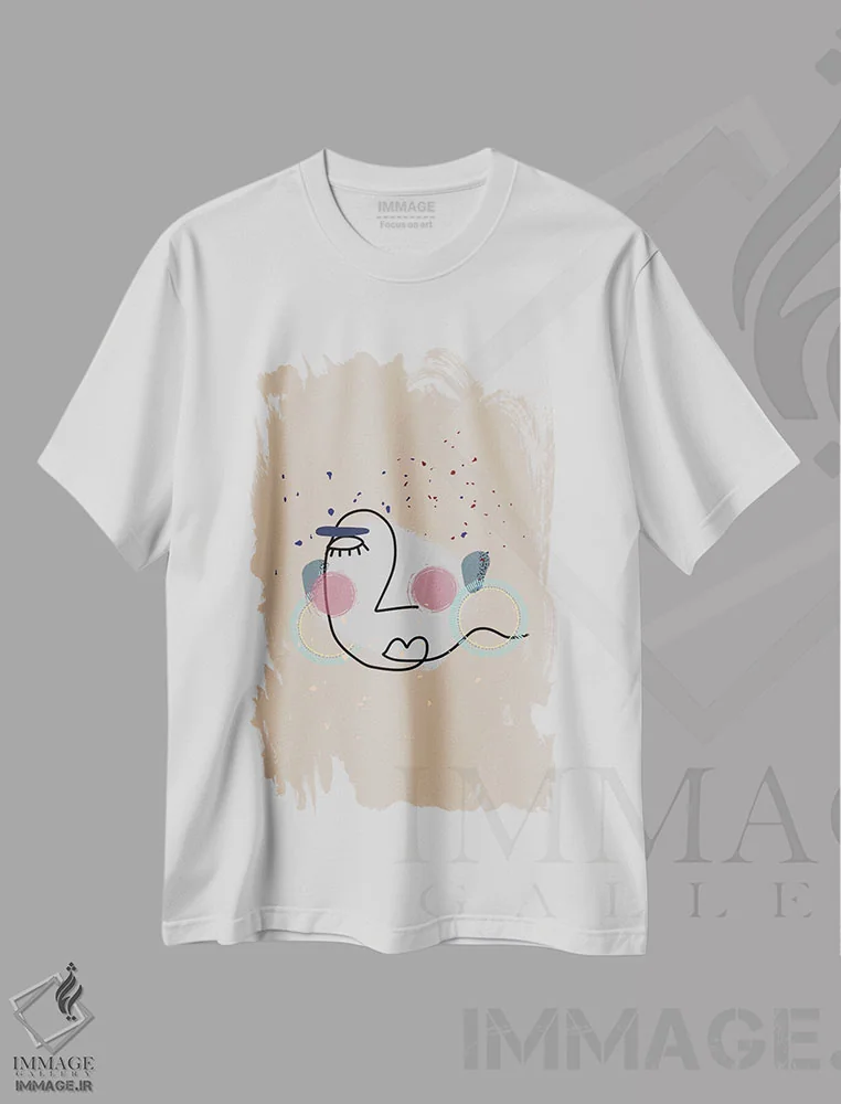 تیشرت سفید طرح دار دختر ذن، تزئینی اثر پیج ترنر | immage.ir