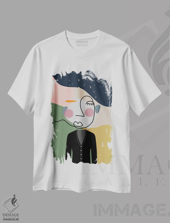 تیشرت سفید طرح دار اثر شاهزاده - نقاشی خطی مدرن و قدیمی انتزاعی، تزئینی اثر پیج ترنر | فروشگاه ایماژ