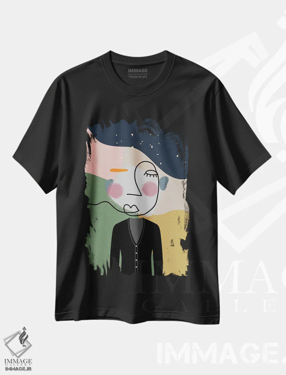 تیشرت مشکی طرح دار اثر شاهزاده - نقاشی خطی مدرن و قدیمی انتزاعی، تزئینی اثر پیج ترنر | immage.ir
