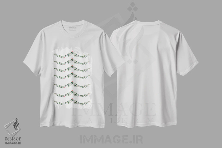 تیشرت سفید طرح دار تابلوی دیواری کریسمس هالی، هنر دیجیتال اثر پیج ترنر | immage.ir