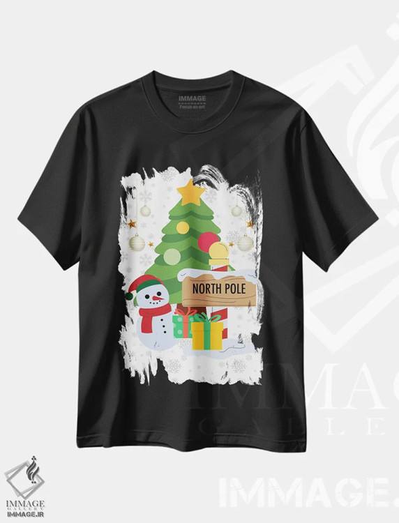 تیشرت مشکی طرح دار تابلوی دیواری کریسمس قطب شمال، هنر دیجیتال اثر پیج ترنر | immage.ir