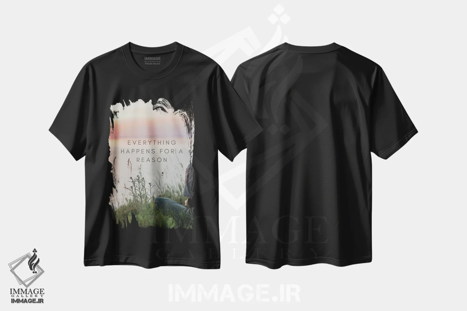 تیشرت مشکی طرح دار همه چیز به دلیلی اتفاق می افتد، هنر دیجیتال اثر پیج ترنر | immage.ir