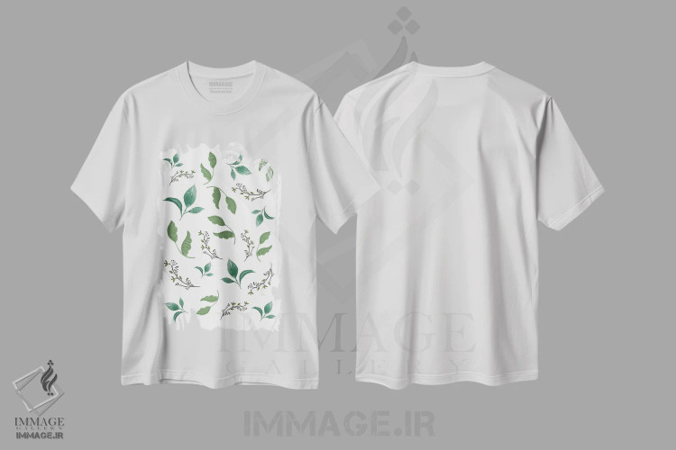 تیشرت سفید طرح دار طرح برگ های جنگلی و گیاهی، تزئینی اثر پیج ترنر | immage.ir
