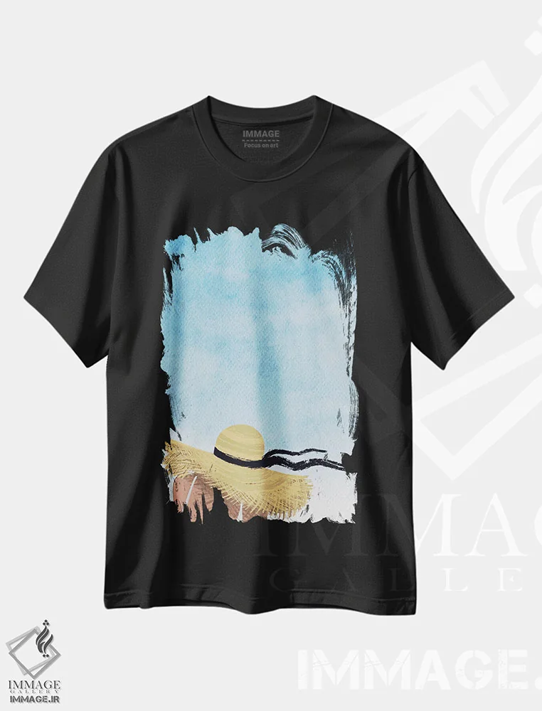 تیشرت مشکی طرح دار نسیم تابستانی در ساحل، دکور ساحلی اثر پیج ترنر | immage.ir