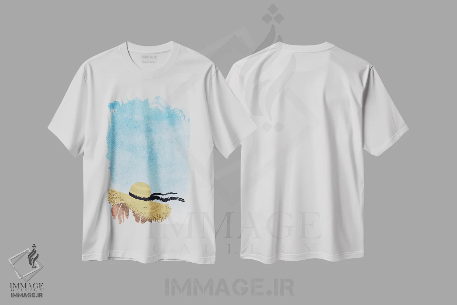 تیشرت سفید طرح دار نسیم تابستانی در ساحل، دکور ساحلی اثر پیج ترنر | فروشگاه ایماژ