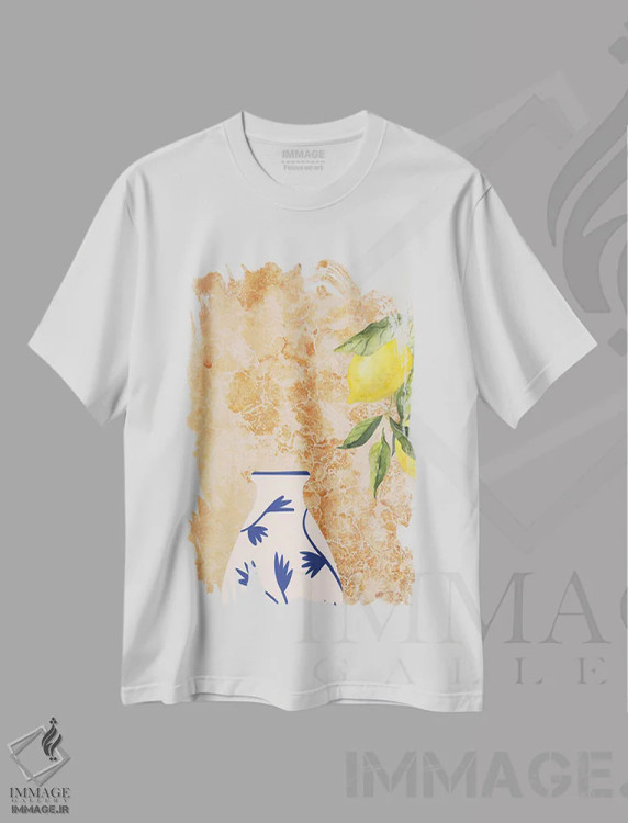 تیشرت سفید طرح دار لیمو و شیشه در آشپزخانه ایتالیایی، تزئینی اثر پیج ترنر | فروشگاه ایماژ