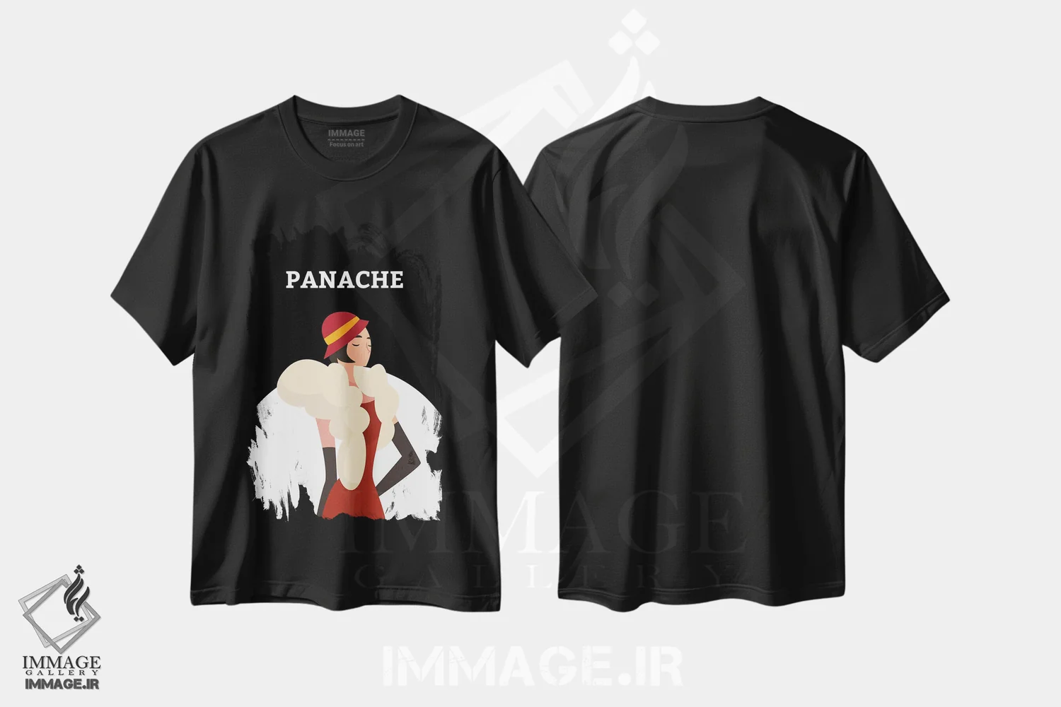 تیشرت مشکی طرح دار شکوه آرت دکو با دختر رقصنده گتسبی، آرت دکو اثر پیج ترنر | فروشگاه ایماژ