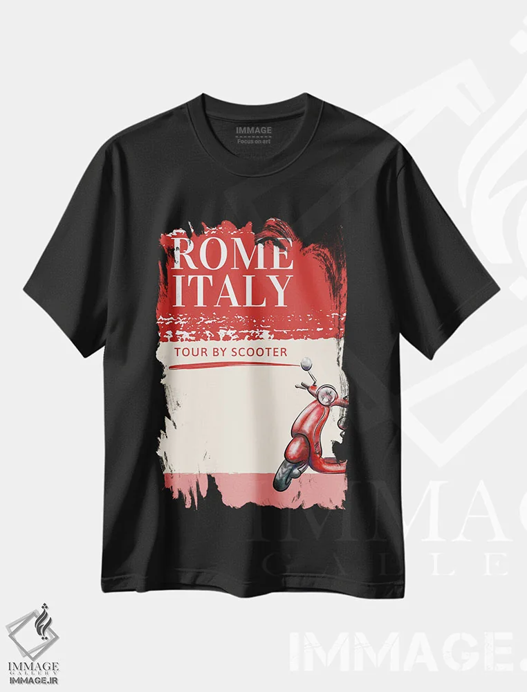 تیشرت مشکی طرح دار سفر مینیمال، تزئینی اثر پیج ترنر | فروشگاه ایماژ