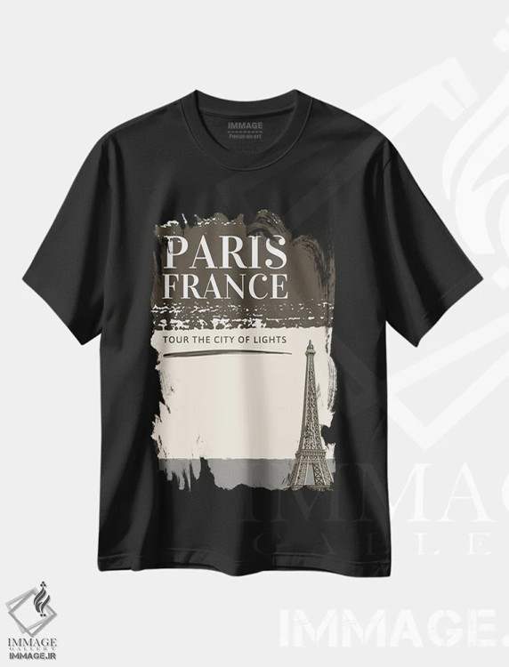 تیشرت مشکی طرح دار سفر مینیمال، تزئینی اثر پیج ترنر | فروشگاه ایماژ