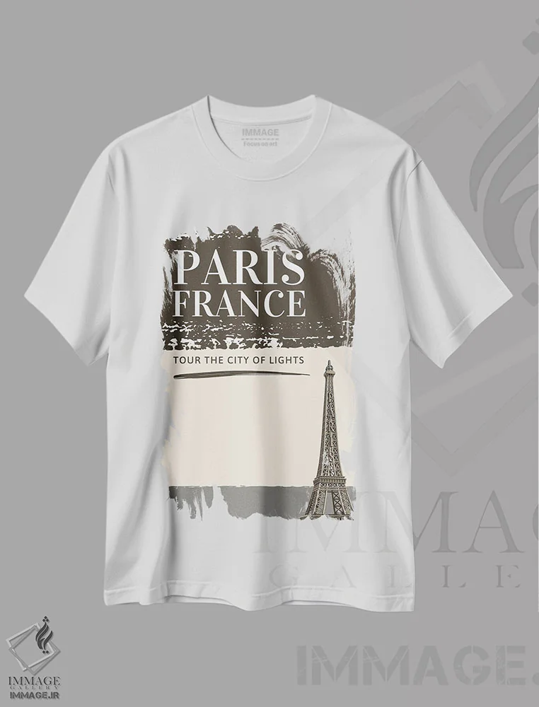 تیشرت سفید طرح دار سفر مینیمال، تزئینی اثر پیج ترنر | immage.ir