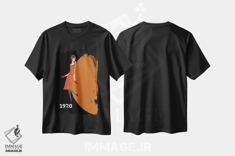 تیشرت مشکی طرح دار آرت دکو ۱۹۲۰ با دختر فَلاپر گتسبی، آرت دکو اثر پیج ترنر | immage.ir