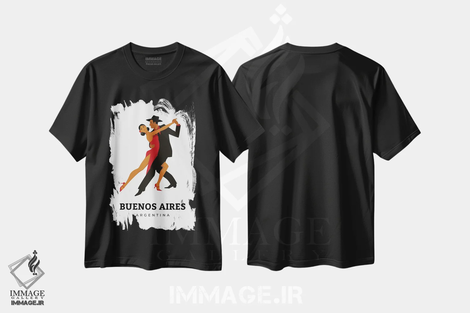 تیشرت مشکی طرح دار رقص تانگو آرت دکو در بوینس آیرس آرژانتین، آرت دکو اثر پیج ترنر | فروشگاه ایماژ