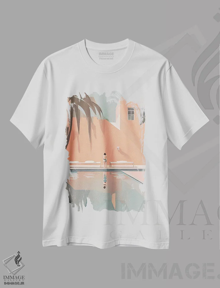 تیشرت سفید طرح دار کالیفرنیا، تزئینی اثر پیج ترنر | فروشگاه ایماژ