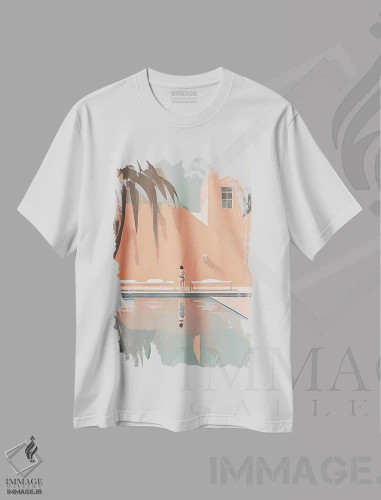تیشرت سفید طرح دار کالیفرنیا، تزئینی اثر پیج ترنر | فروشگاه ایماژ