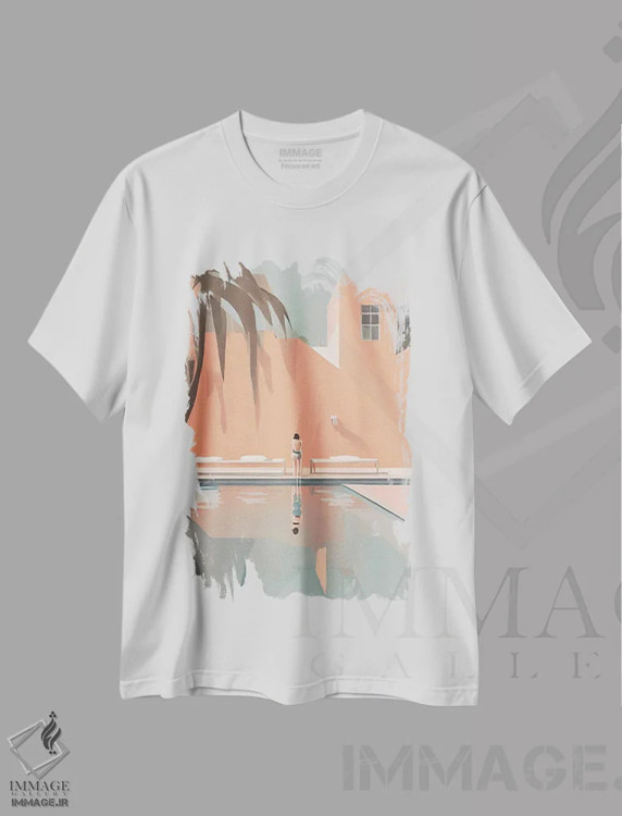 تیشرت سفید طرح دار کالیفرنیا، تزئینی اثر پیج ترنر | فروشگاه ایماژ